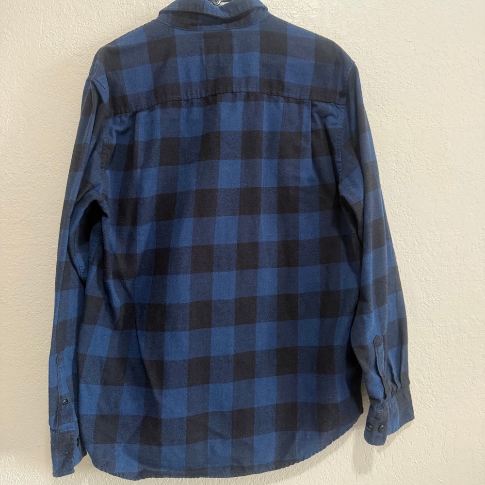 Weatherproof Vintage Mens Blue Buffalo Plaid Flannel ButtonUp Shirt Cabincore - Picture 8 of 12